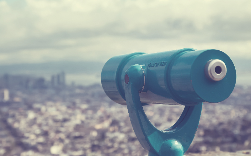 View finder overlooking a cityscape